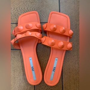 Orange Zara two strap sandals sz 40